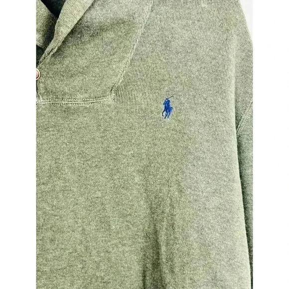 Polo Ralph Lauren Mens Shawl Neck Cotton Sweater Dark Green Size Large - Picture 4 of 10